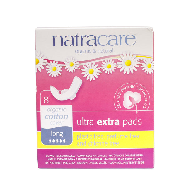 Natracare Ultra Extra Pads (Long 8pcs) |Natracare 有機棉倍安纖巧護翼衛生巾(夜用量多 8片)